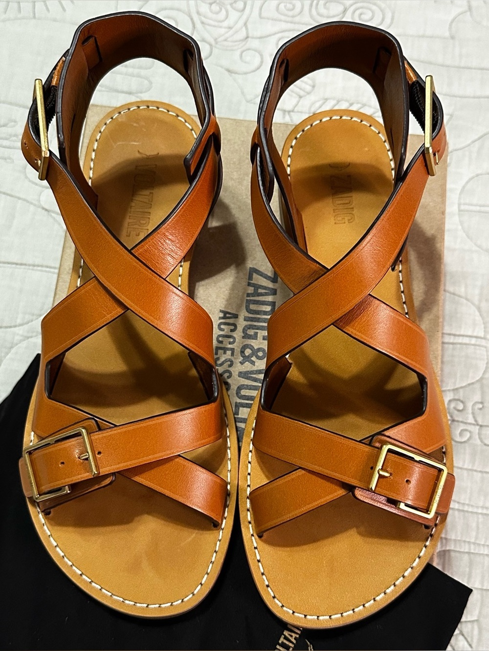 Zadig & Voltaire Cecilia Caprese Tawny Leather Sandals EU 39 / US 8 NWT Box $448